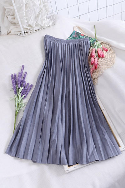 Плисирана дамска пола с ластична талия