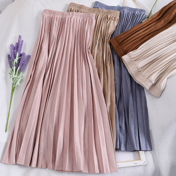 Плисирана дамска пола с ластична талия