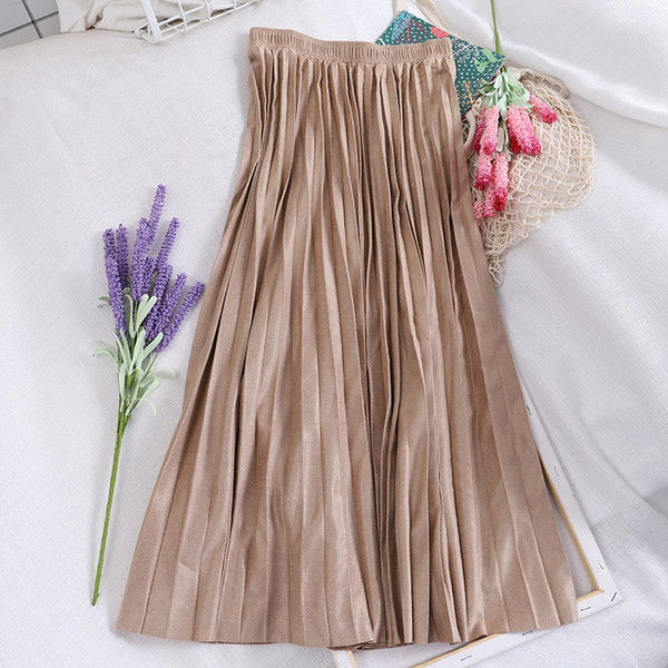 Плисирана дамска пола с ластична талия