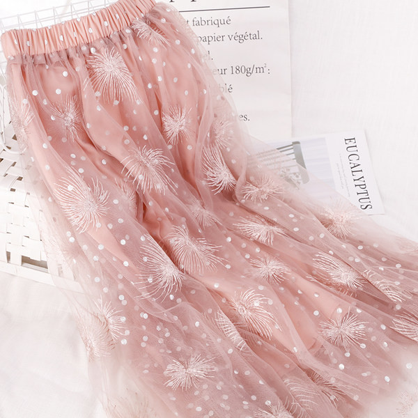 Fusta lunga de dama cu talie inalta si paiete