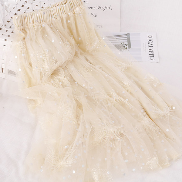 Fusta lunga de dama cu talie inalta si paiete