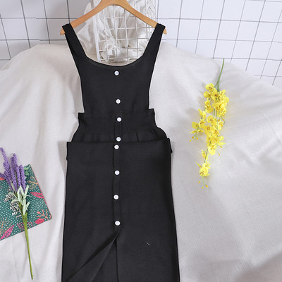 Naiste vabaaja kleit nööpide ja rihmadega