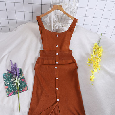 Naiste vabaaja kleit nööpide ja rihmadega