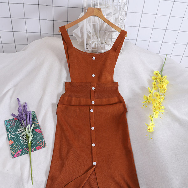 Naiste vabaaja kleit nööpide ja rihmadega