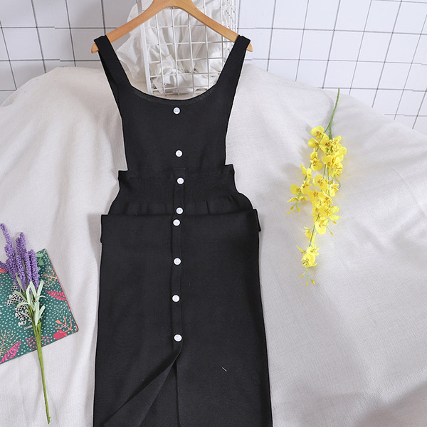 Naiste vabaaja kleit nööpide ja rihmadega