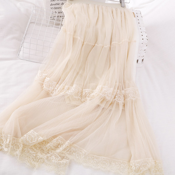 Tüllből és csipkéből készült női szoknya - magas derék