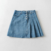 Denim redőzött szoknya gombokkal