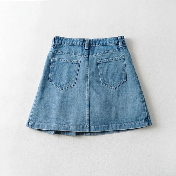 Denim redőzött szoknya gombokkal