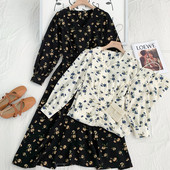 Új modell női ruha spitz nyakkivágással és hosszú ujjú - három színben