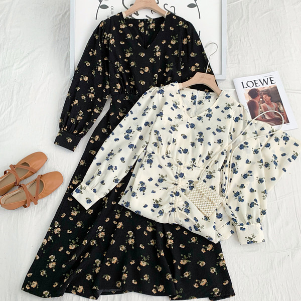 Új modell női ruha spitz nyakkivágással és hosszú ujjú - három színben