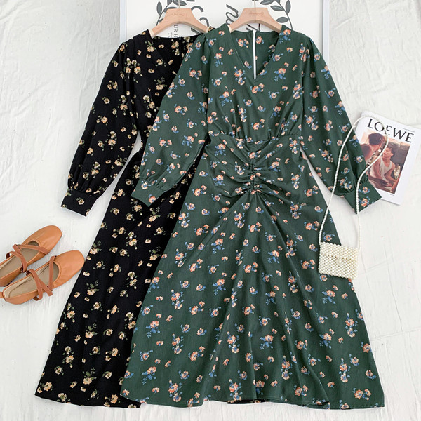 Új modell női ruha spitz nyakkivágással és hosszú ujjú - három színben