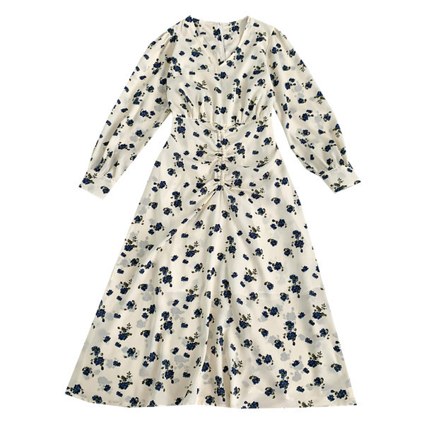 Új modell női ruha spitz nyakkivágással és hosszú ujjú - három színben