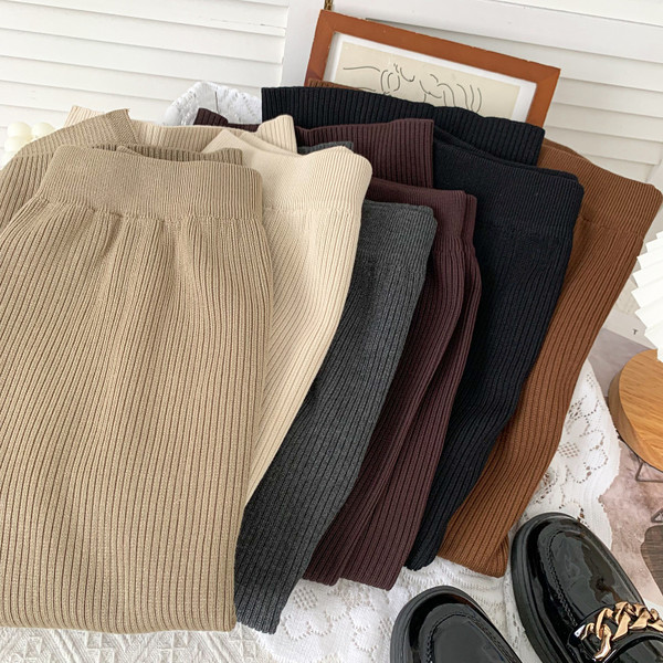 Kõrge vöökohaga sügis-talvine naiste kootud seelik