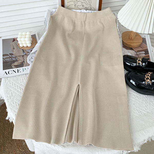 Kõrge vöökohaga sügis-talvine naiste kootud seelik