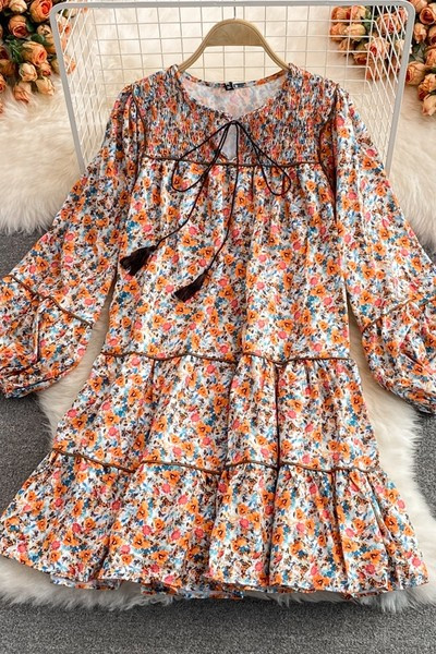 Naiste kleit lipsude ja pikkade varrukatega - mitut värvi