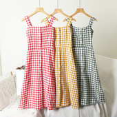 Naiste ruuduline rihmadega kleit-retro stiilis