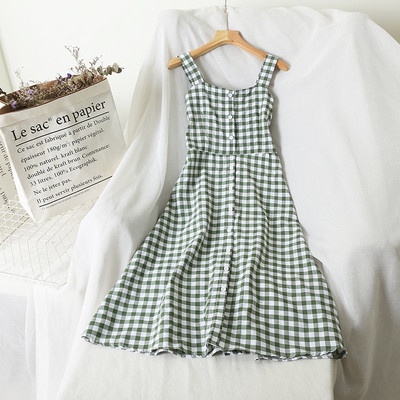 Naiste ruuduline rihmadega kleit-retro stiilis