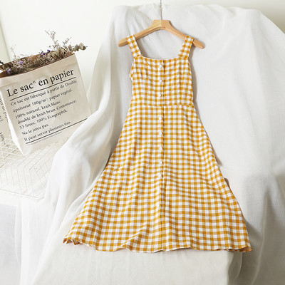 Naiste ruuduline rihmadega kleit-retro stiilis