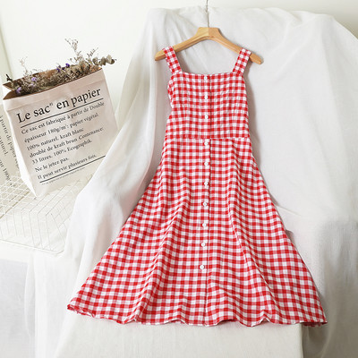 Naiste ruuduline rihmadega kleit-retro stiilis