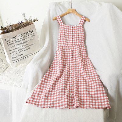 Naiste ruuduline rihmadega kleit-retro stiilis