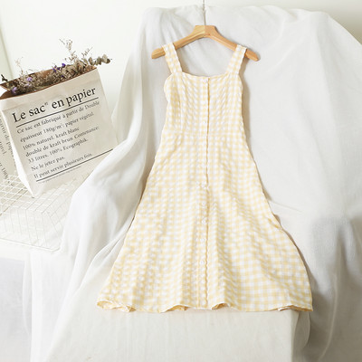 Naiste ruuduline rihmadega kleit-retro stiilis