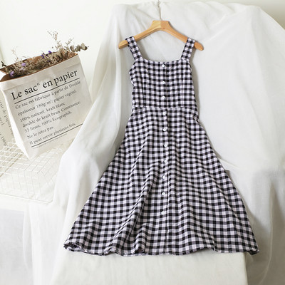 Naiste ruuduline rihmadega kleit-retro stiilis