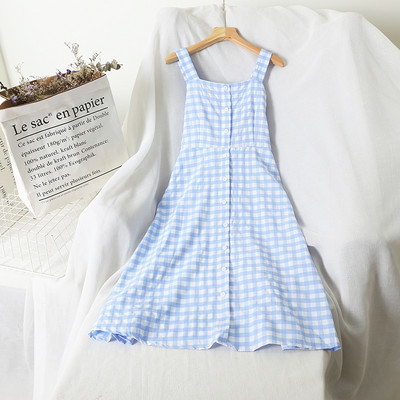 Naiste ruuduline rihmadega kleit-retro stiilis