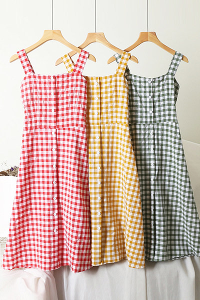 Naiste ruuduline rihmadega kleit-retro stiilis