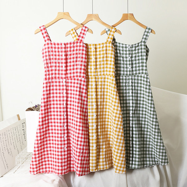 Naiste ruuduline rihmadega kleit-retro stiilis