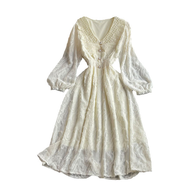 Naiste vabaaja kleit nööpidega beeži värvi