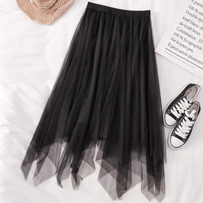 Ασύμμετρο μοντέλο γυναικεία φούστα από τούλι με ψηλή μέση