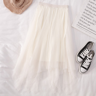 Ασύμμετρο μοντέλο γυναικεία φούστα από τούλι με ψηλή μέση