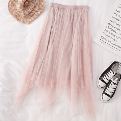 Ασύμμετρο μοντέλο γυναικεία φούστα από τούλι με ψηλή μέση