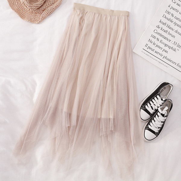 Ασύμμετρο μοντέλο γυναικεία φούστα από τούλι με ψηλή μέση