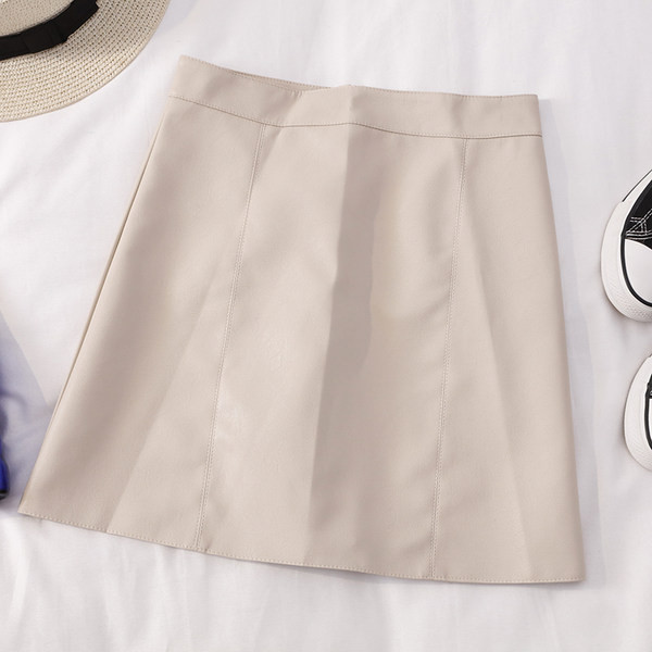 Naiste kõrge vöökohaga nahast seelik