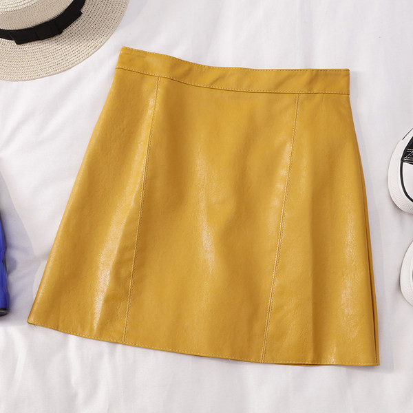 Naiste kõrge vöökohaga nahast seelik