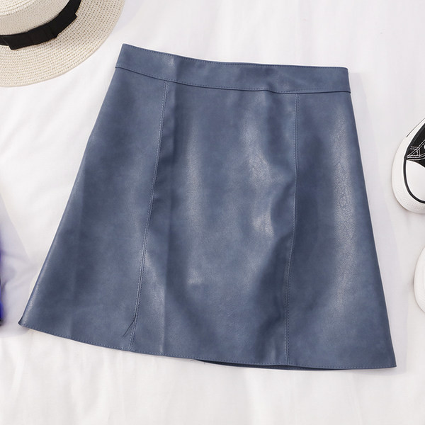 Naiste kõrge vöökohaga nahast seelik