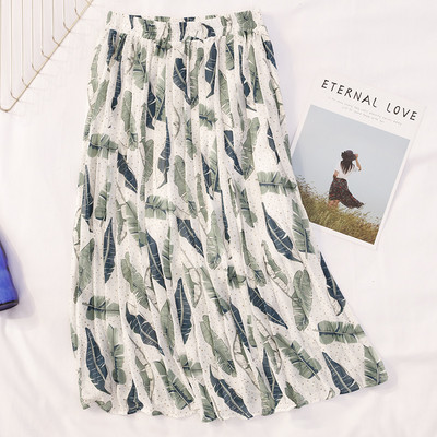 Hosszú női szoknya virágmintával, magas derékkal