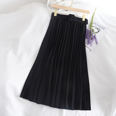 Γυναικεία πλισέ φούστα με ζώνη και ψηλή μέση