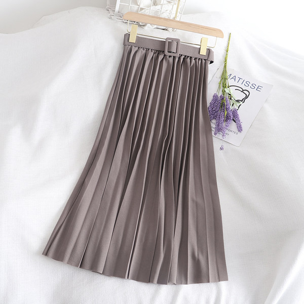 Γυναικεία πλισέ φούστα με ζώνη και ψηλή μέση