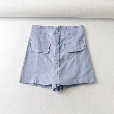 Κοντή γυναικεία φούστα-παντελόνι με κουμπιά και τσέπες