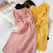 Μοντέρνο γυναικείο φόρεμα με λεπτά τιραντάκια και πέρλες