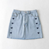 Lühike tikandiga teksaseelik – südamed