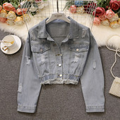 Дамско дънково яке с копчета и класическа яка