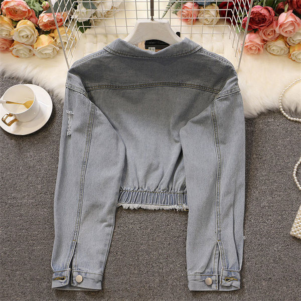 Дамско дънково яке с  копчета и класическа яка