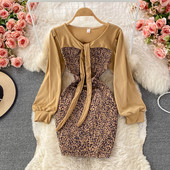 Naiste moodne loomamustrite ja lipsudega kleit