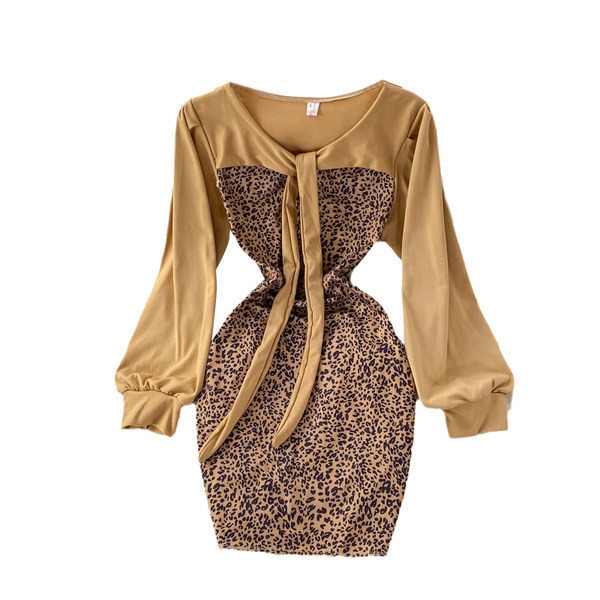 Naiste moodne loomamustrite ja lipsudega kleit