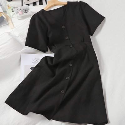 Νέο μοντέλο γυναικείο φόρεμα με κουμπιά και λαιμόκοψη σε διάφορα χρώματα