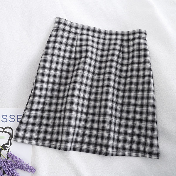Kockás női szoknya magas derékkal - három színben