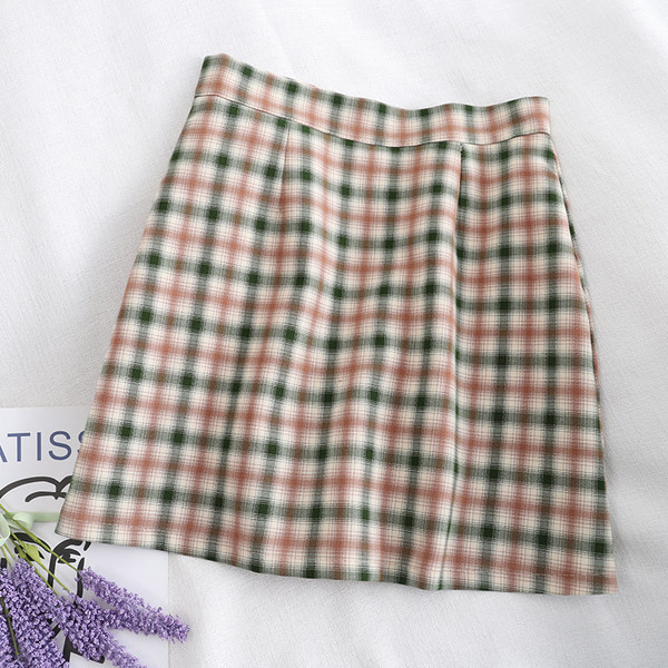 Kockás női szoknya magas derékkal - három színben